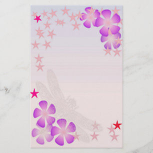 Floating Flowers and Stars Stationery