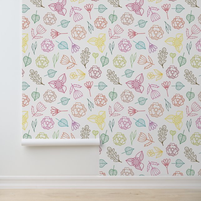 Floating Flowers Pattern Wallpaper (Application)