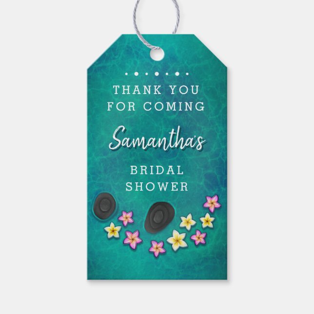Floating Flowers Spa Party Gift Tags (Front)