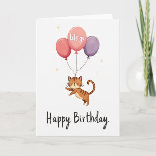 Floating Furball Birthday Card