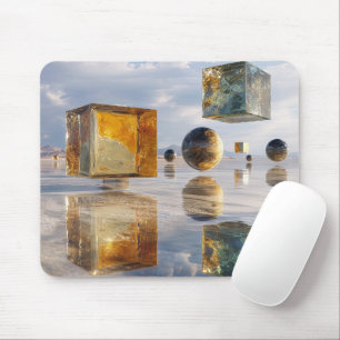 Floating Geometric Marvels Over Water Mouse Pad