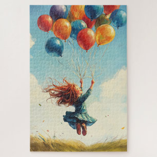 Floating Girl with Balloons Jigsaw Puzzle
