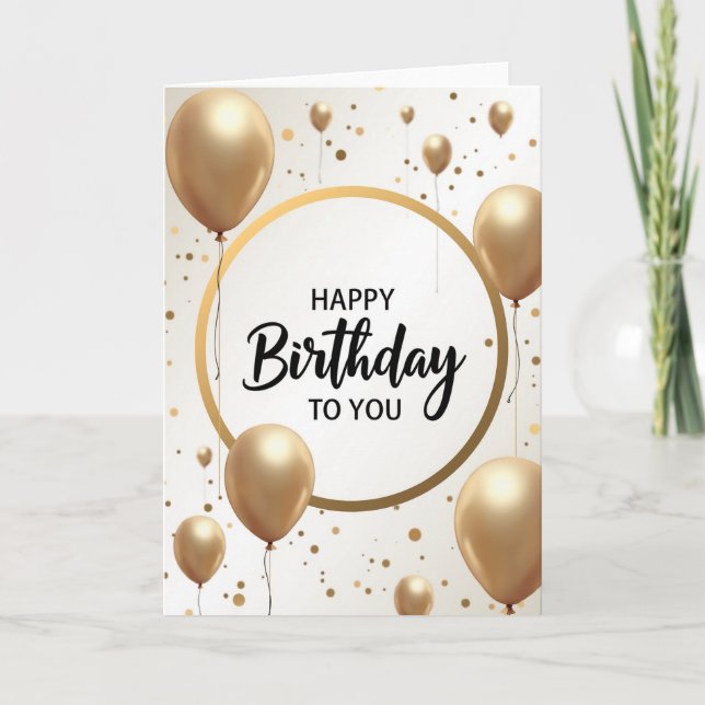 Floating Gold Birthday Card (Front)