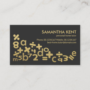 Floating Gold Math Symbols Alphabets Home Tutor Business Card