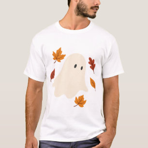 Floating Halloween Form with Five Autumn Leaves T-Shirt