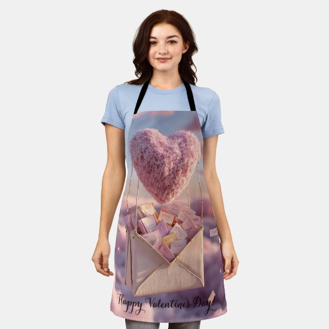 Floating Heart of Love Letters Design Postcard Apron (Worn)
