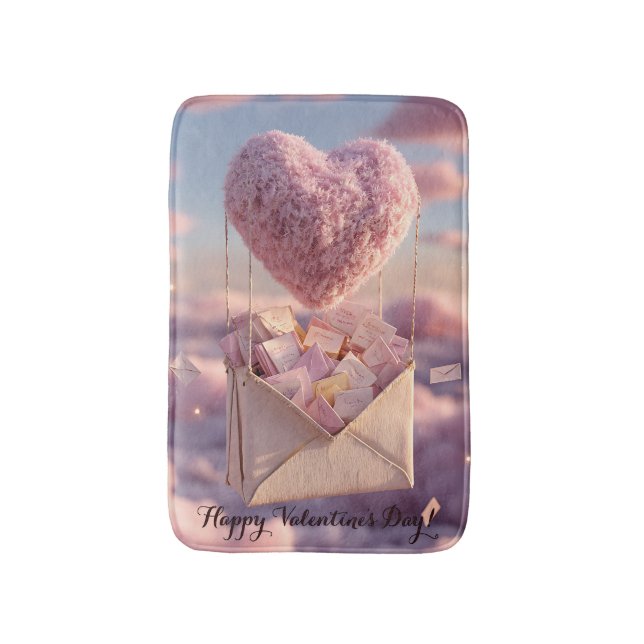 Floating Heart of Love Letters Design Postcard Bath Mat (Front Vertical)