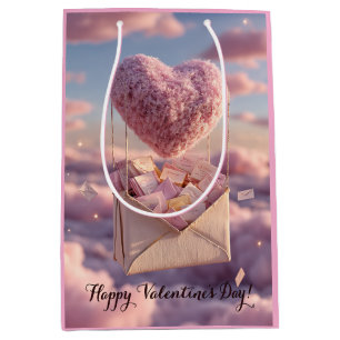 Floating Heart of Love Letters Design Postcard Medium Gift Bag