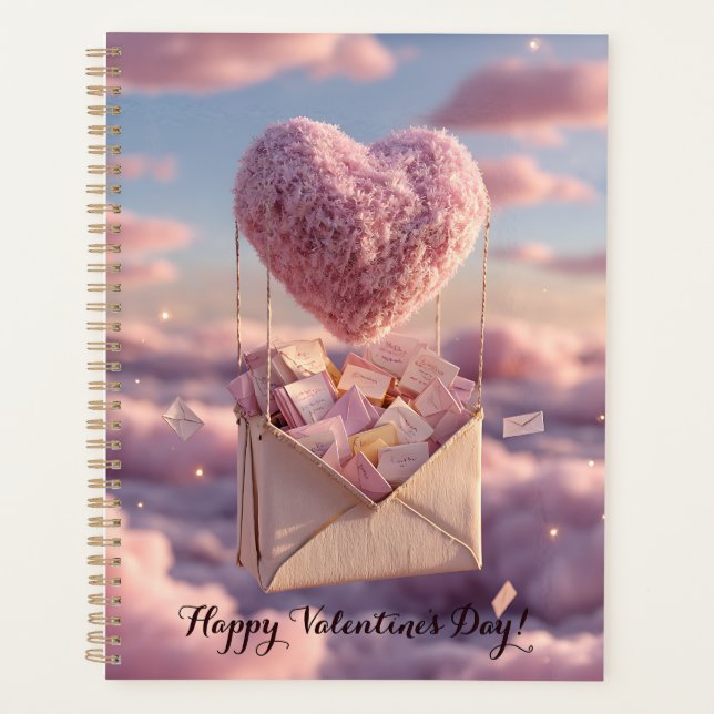 Floating Heart of Love Letters Design Postcard Planner (Front)