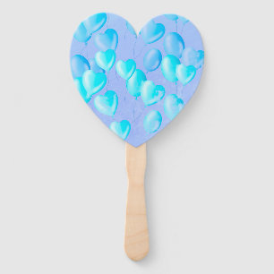 Floating Hearts & Dreams - Blue Hand Fan