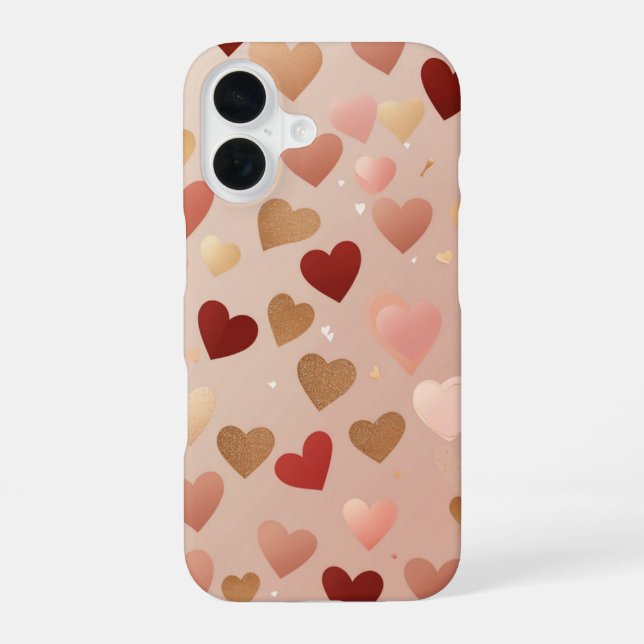 Floating Hearts Romance iPhone 16 Case (Back)