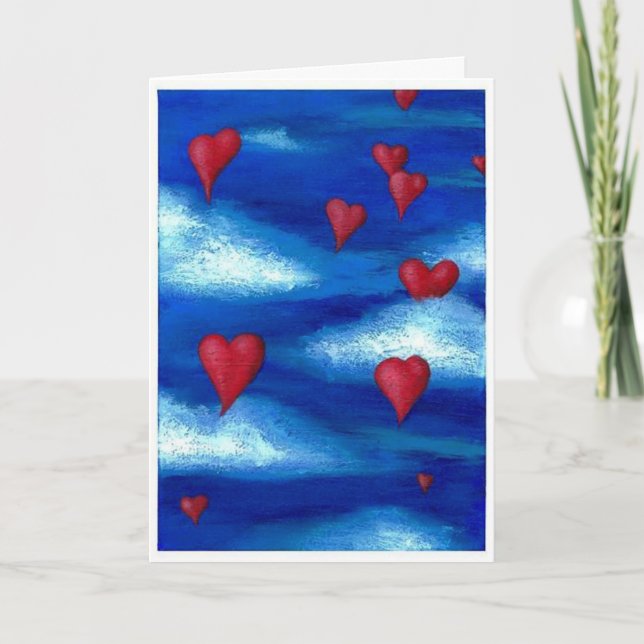 Floating Hearts Valentine Holiday Card (Front)