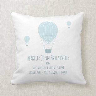 Floating Hot Air Balloons Blue White Baby Birth Cushion