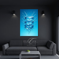 Floating Ice Cube Splash – Dynamic Digital Art
