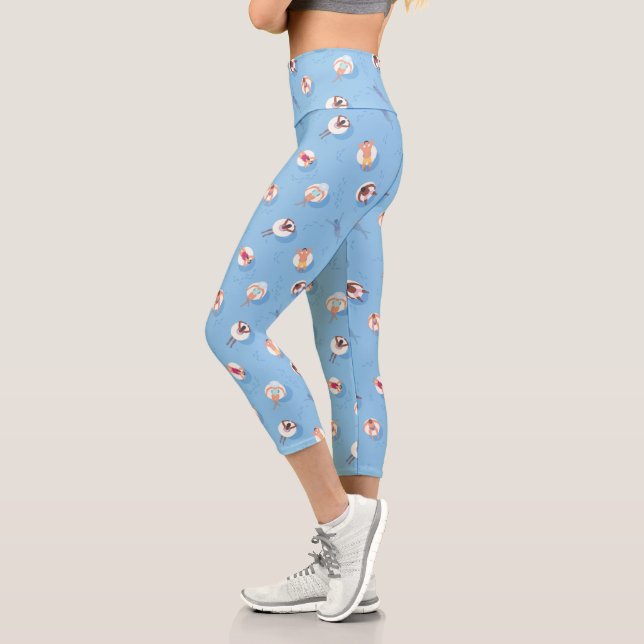 Floating in the Lazy River Pattern Capri Leggings (Left)