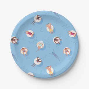 Floating in the Lazy River Pattern Paper Plate