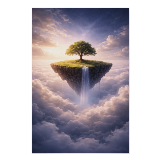 Floating Island of Life – Dreamy Fantasy Nature  Poster (Front)