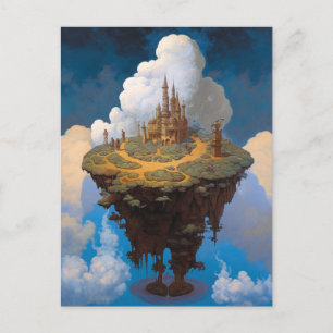 Floating Island Surreal Castle Fantasy Art Postcard