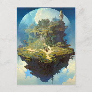 Floating Island Surreal Landscape Fantasy Art Postcard