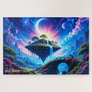 Floating Island with Waterfall and Crescent Moon Jigsaw Puzzle