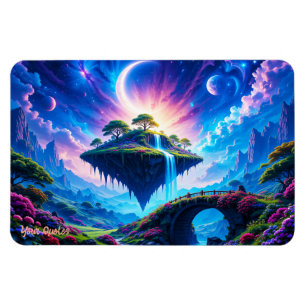 Floating Island with Waterfall and Crescent Moon Magnet