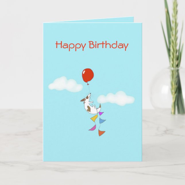 Floating jack russell puppy birthday card (Front)