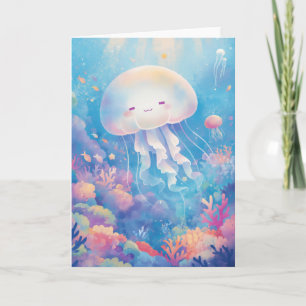 Floating Jellyfish in Stardust Seas Card