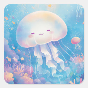 Floating Jellyfish in Stardust Seas Square Sticker