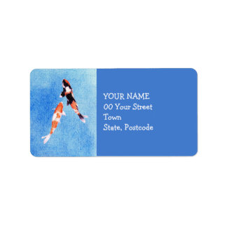 Floating Koi blue Address Label