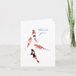 Floating Koi white Thank You Note Card
