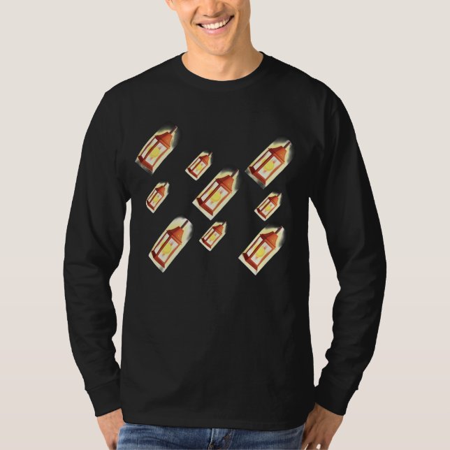 Floating Lantern Glow Pattern Cozy AestheticDesign T-Shirt (Front)