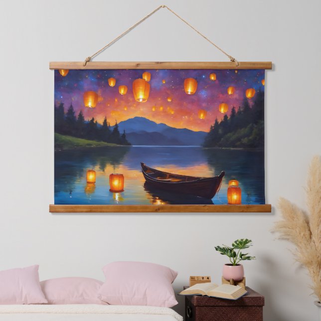 Floating lanterns float in the sky hanging tapestry (Bedroom)