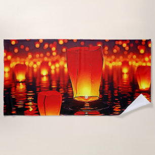 Floating Lanterns of Hope Design Beach Towel