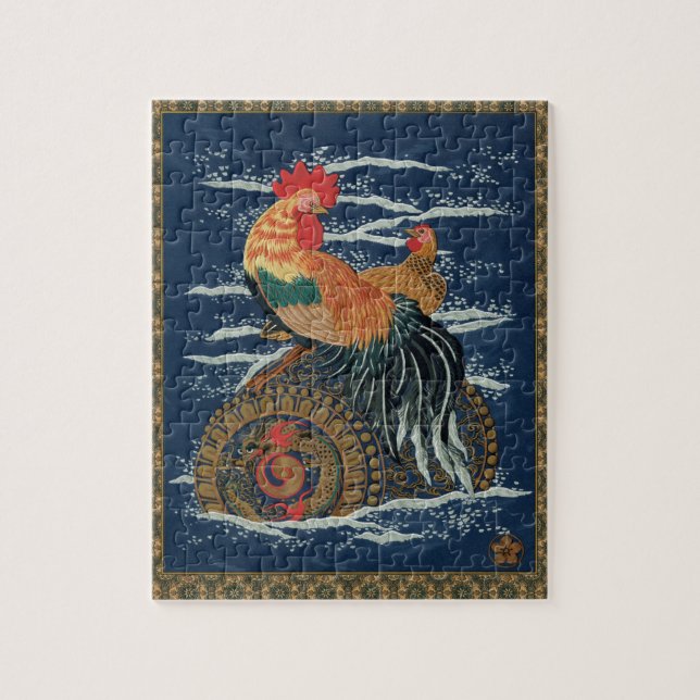 Floating Life: Rooster and Hen at Sea Jigsaw Puzzle (Vertical)