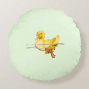 Floating Little Cute Duckling Round Cushion