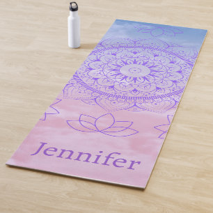 Floating Lotus Cosmic Mandala Pastel Yoga Mat
