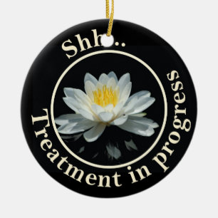 Floating Lotus Flower Do Not Disturb Ceramic Ornament