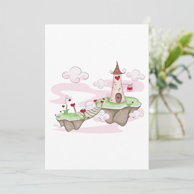 Floating Love Castle Illustration Romantic Fantasy Invitation (Creator Uploaded)