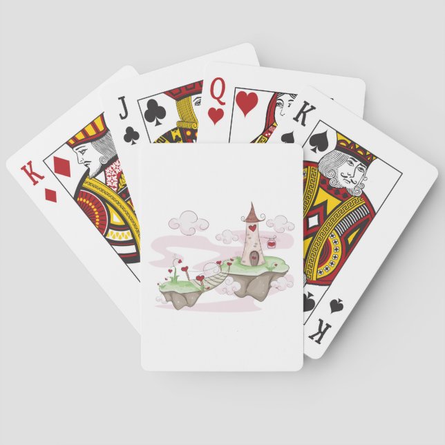 Floating Love Castle Illustration Romantic Fantasy Playing Cards (Back)