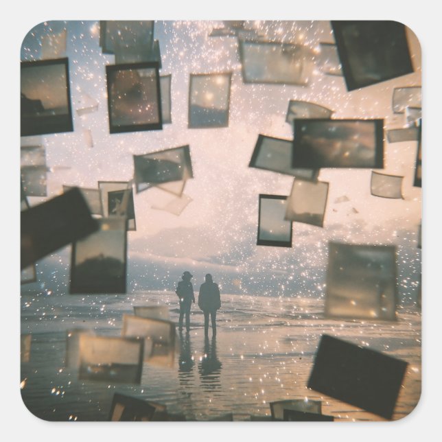 Floating Memories by the Sea Square Sticker (Front)
