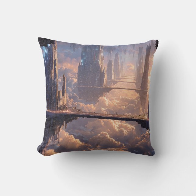 Floating Metropolis in the Clouds Cushion (Front)