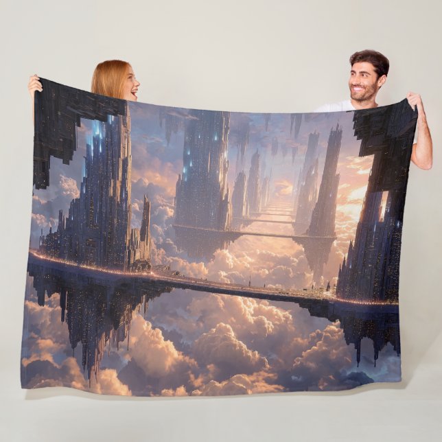 Floating Metropolis in the Clouds Fleece Blanket (In Situ)