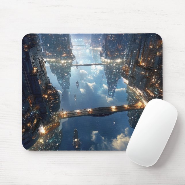 Floating Metropolis in the Sky Mouse Pad (With Mouse)