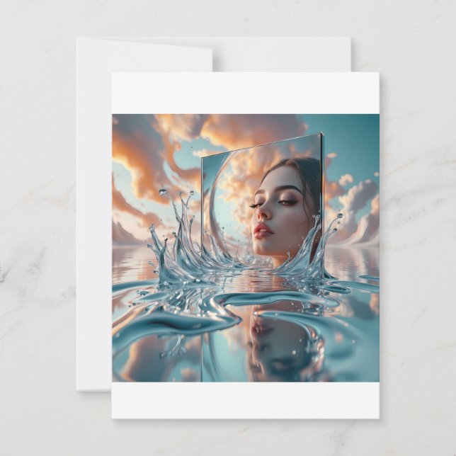 floating mirror panel rises from a calm sea RSVP card (Front)