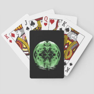 Floating Moon Green and Black Playing Cards
