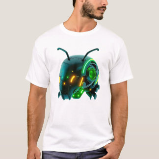 Floating Neon Robotic Caterpillar Face T-Shirt