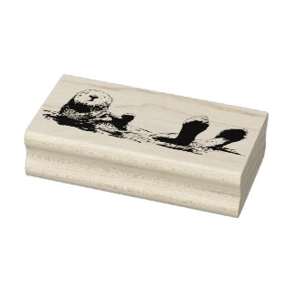 Floating Otter New Mounted Rubber Stamp