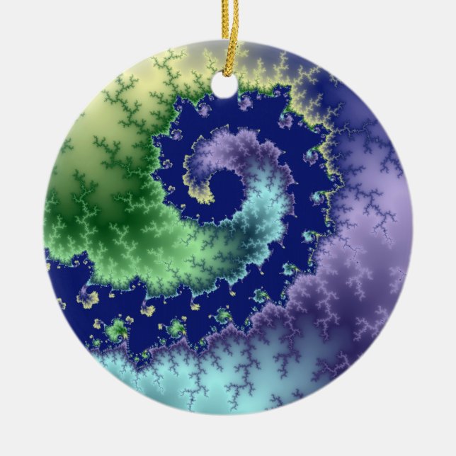 Floating Out Christmas fractal Ceramic Tree Decoration (Front)