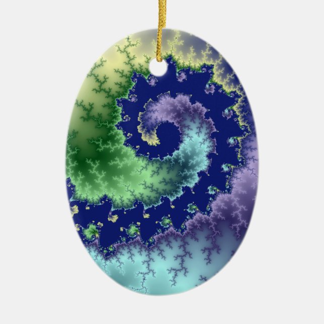 Floating Out Christmas fractal Ceramic Tree Decoration (Front)