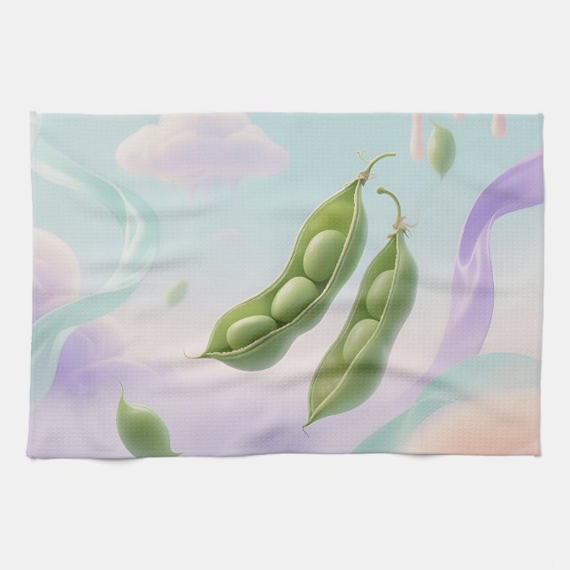 Floating Pea Pods Dreamy Tea Towel (Horizontal)